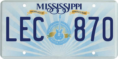 MS license plate LEC870