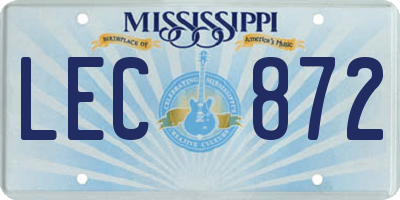 MS license plate LEC872