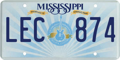 MS license plate LEC874