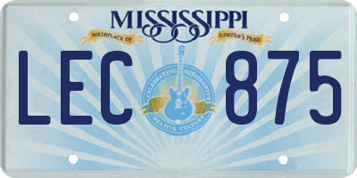 MS license plate LEC875