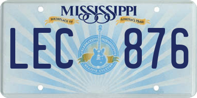 MS license plate LEC876