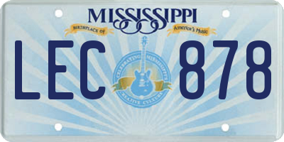 MS license plate LEC878