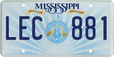 MS license plate LEC881