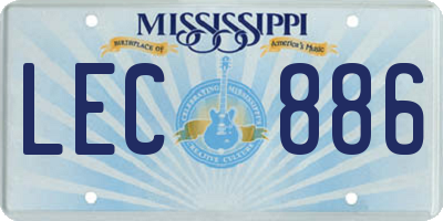 MS license plate LEC886