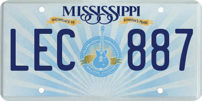 MS license plate LEC887
