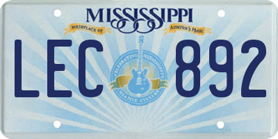MS license plate LEC892