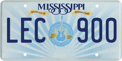 MS license plate LEC900