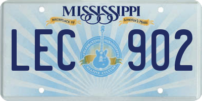 MS license plate LEC902