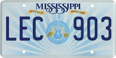 MS license plate LEC903
