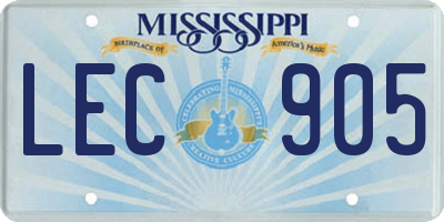 MS license plate LEC905