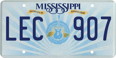 MS license plate LEC907