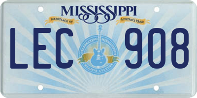 MS license plate LEC908