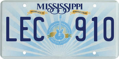 MS license plate LEC910