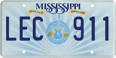 MS license plate LEC911