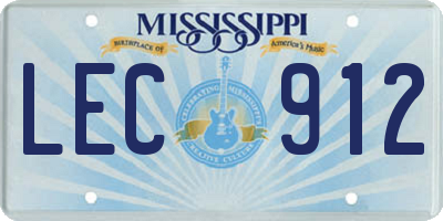 MS license plate LEC912