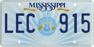 MS license plate LEC915