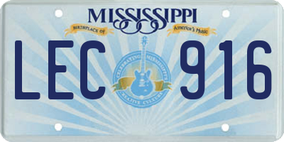 MS license plate LEC916