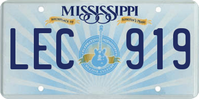 MS license plate LEC919
