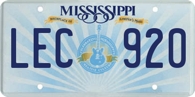 MS license plate LEC920