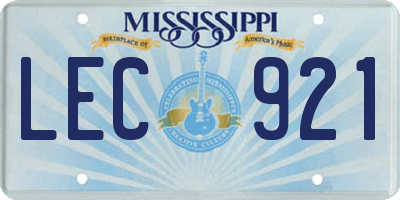 MS license plate LEC921