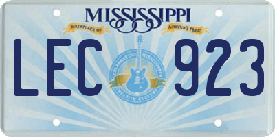 MS license plate LEC923