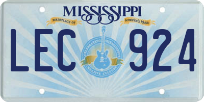 MS license plate LEC924