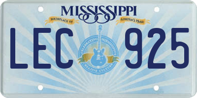 MS license plate LEC925