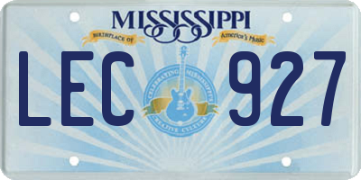 MS license plate LEC927