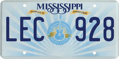 MS license plate LEC928