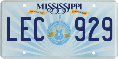 MS license plate LEC929
