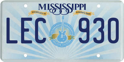 MS license plate LEC930