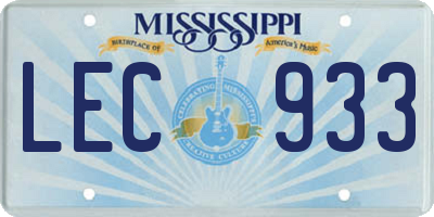 MS license plate LEC933