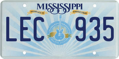 MS license plate LEC935