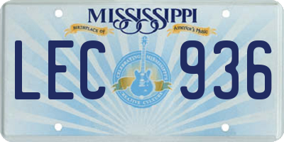 MS license plate LEC936