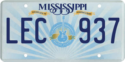 MS license plate LEC937