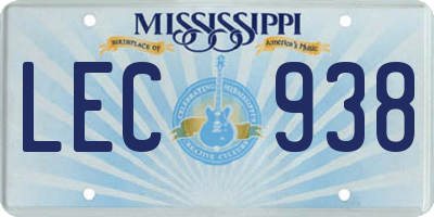 MS license plate LEC938