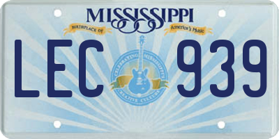 MS license plate LEC939