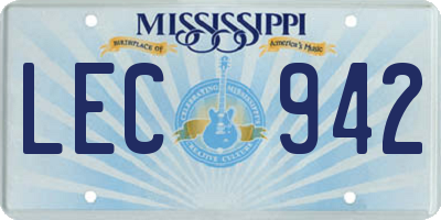 MS license plate LEC942