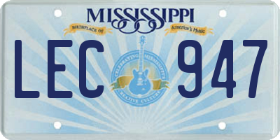 MS license plate LEC947
