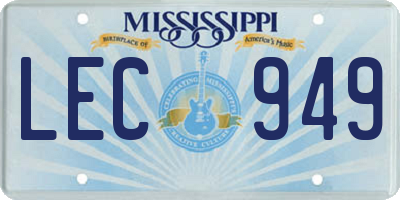 MS license plate LEC949