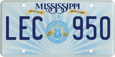 MS license plate LEC950