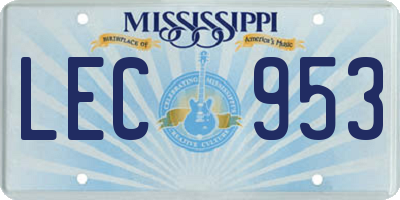 MS license plate LEC953