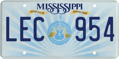 MS license plate LEC954