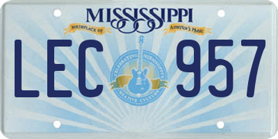 MS license plate LEC957