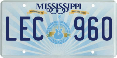 MS license plate LEC960