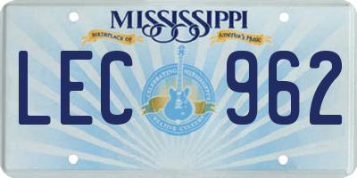 MS license plate LEC962