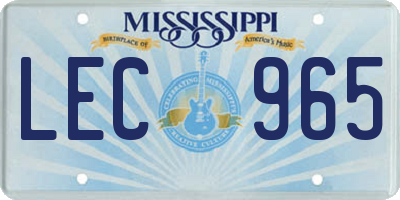 MS license plate LEC965