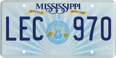 MS license plate LEC970