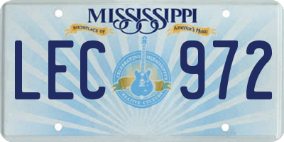 MS license plate LEC972