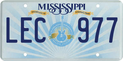 MS license plate LEC977